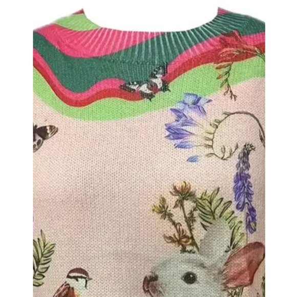 5XL Lightweight Crew Neck Sweater, Funky Alice In Wonderland Vibes, Fits like 4X - Picture 5 of 5